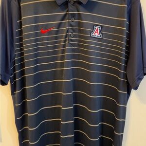 Nike Navy Polo with Gold Stripes and Red Swoosh